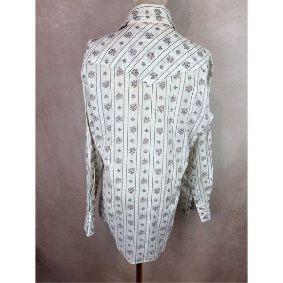 Vintage Floral Striped Ely Plains Pearl Snap - Picture 2 of 10